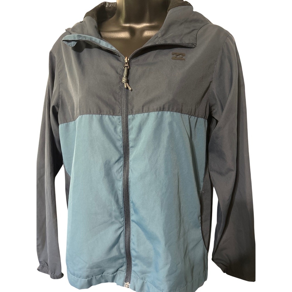 Billabong Women's Blue Colorblock Hooded Rain‎ Windbreaker Jacket